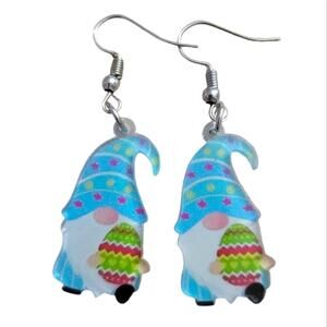 Cute blue gnome easter earrings